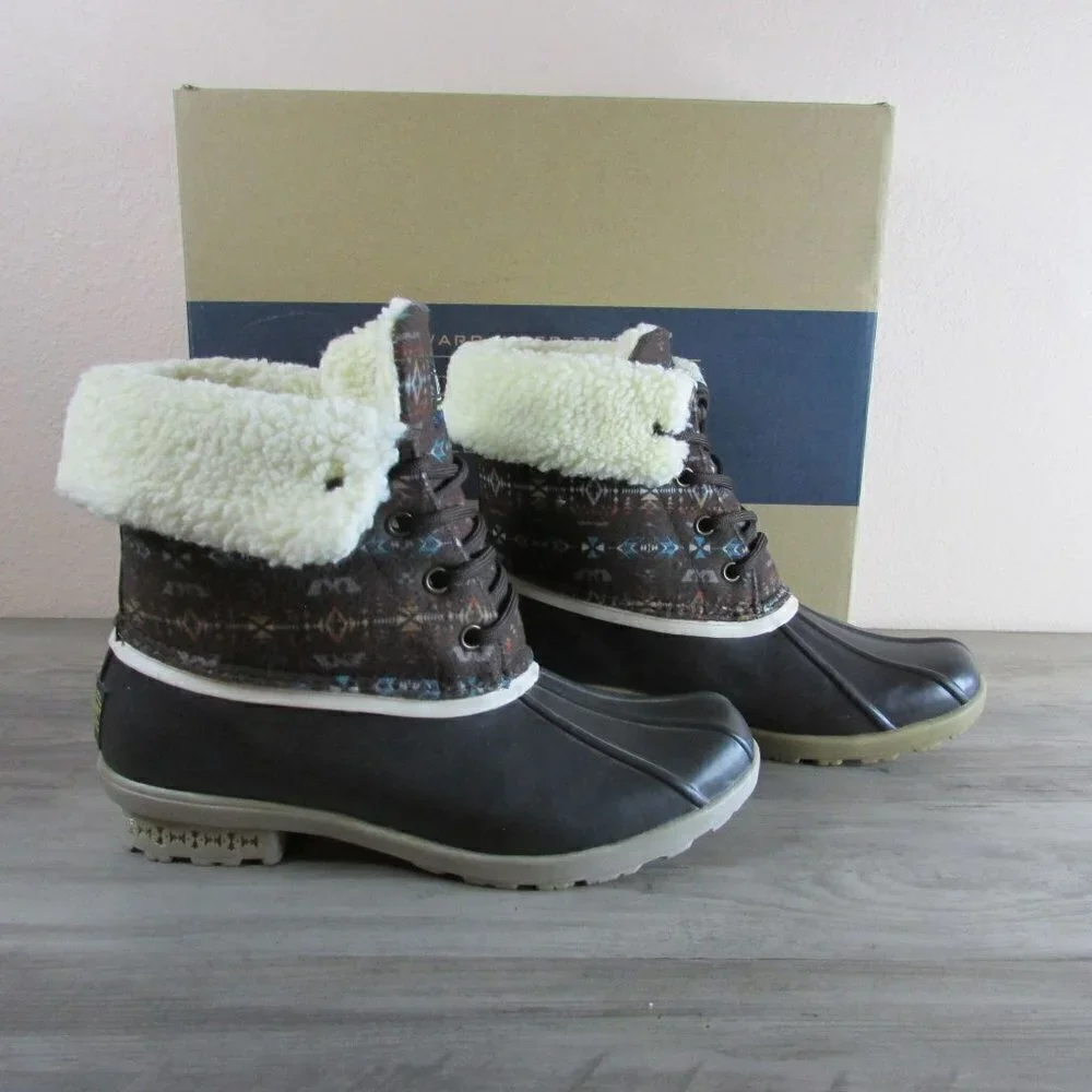 Pendleton Women's 6 Diamond Peak Duck Mid Rain Boot Brown PW2275